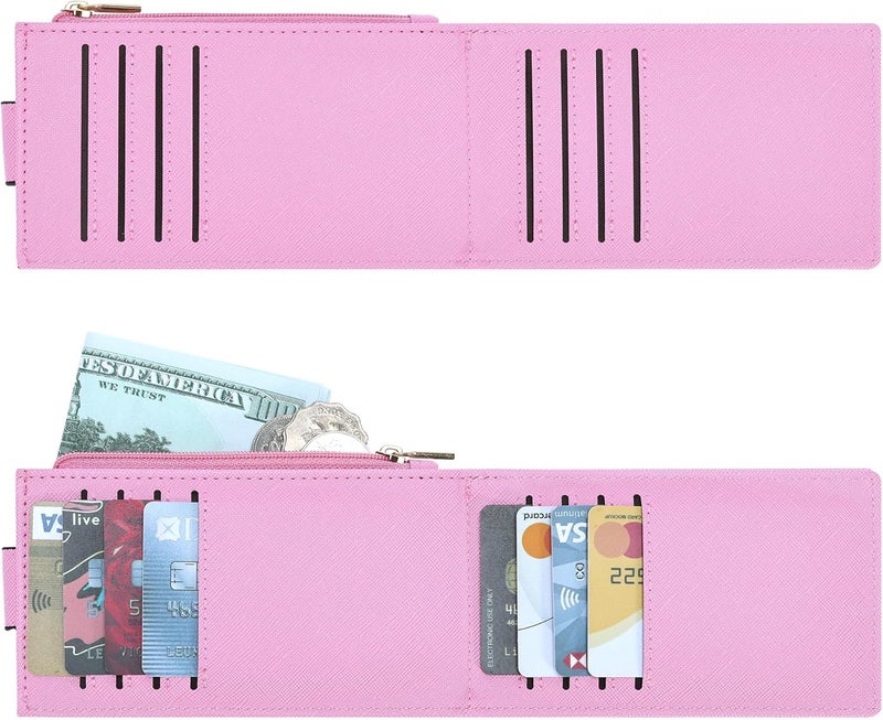 Chelmon Womens Wallet Slim RFID Blocking Bifold Multi Card Case Wallet with Zipper Pocket (Pink) - Image 4